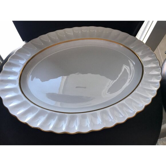 Vintage Spode Midas Bone China England Oval Serving Dish Plate 14" Y8157 Gold - Picture 3 of 8